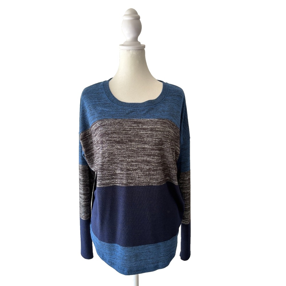 rag & bone Sweater M Blue Gray Navy‎ Colorblock Knit Long Sleeve Pullover Casual